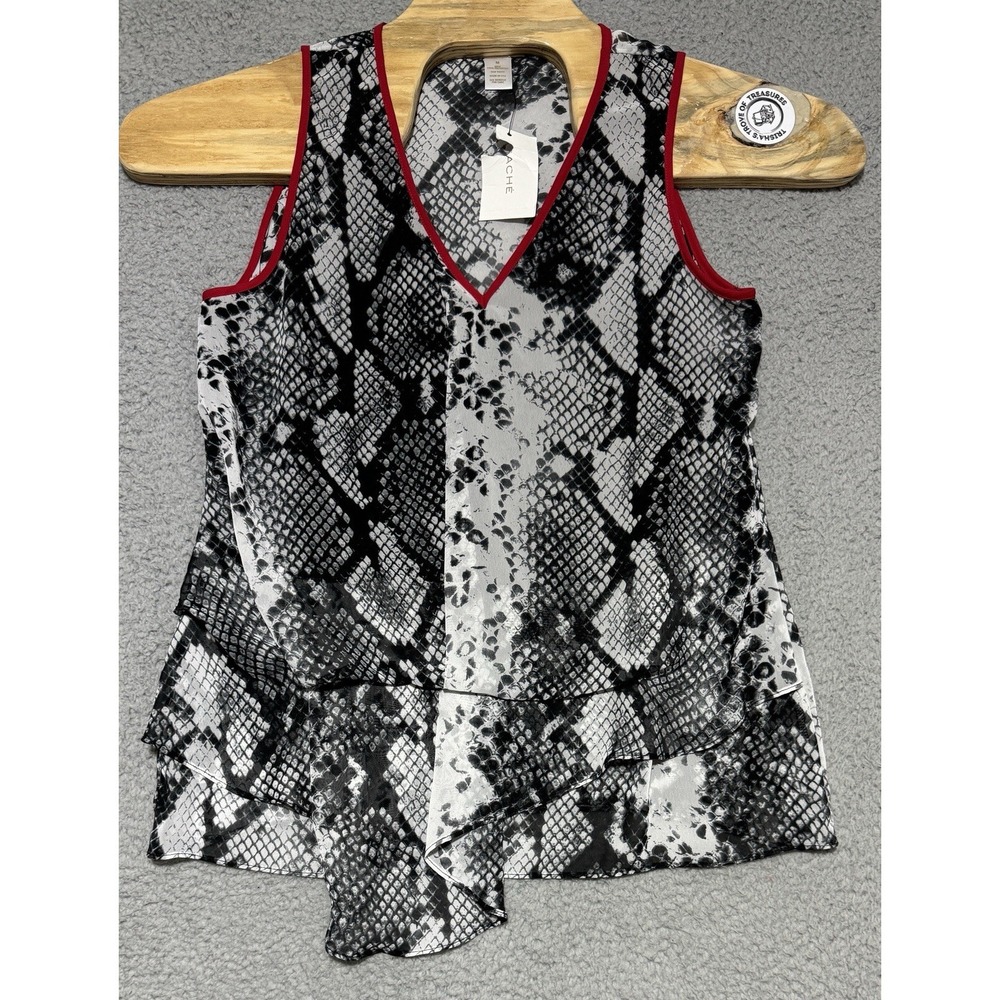 Cache Snakeskin Print Lace Tank Top Womens Medium Lightweight NEW